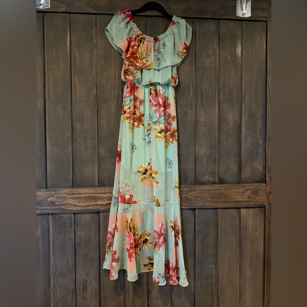 Express Floral Maxi Dress in Mint Green - Picture 2 of 7